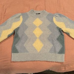 J.CREW Shades of Pale Blue and Yellow Sweater Cropped XS
